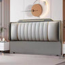 Beige Rectangular Upholstered Twin Headboard with Legs Image - 11