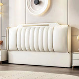 Beige Rectangular Upholstered Twin Headboard with Legs Image - 2