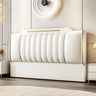 Beige Rectangular Upholstered Twin Headboard with Legs Image - 2