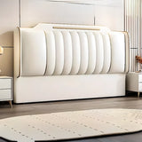 Beige Rectangular Upholstered Twin Headboard with Legs Image - 4