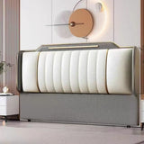 Beige Rectangular Upholstered Twin Headboard with Legs Image - 9