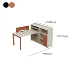 Beige Red Wood Hutch Storage Shelf T-Shape Writing Desk #size