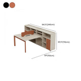 Beige Red Wood Hutch Storage Shelf T-Shape Writing Desk Image - 20