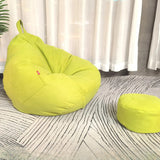 Beige Removable Cover Round Fabric Fill Bean Bag Seat Image - 13