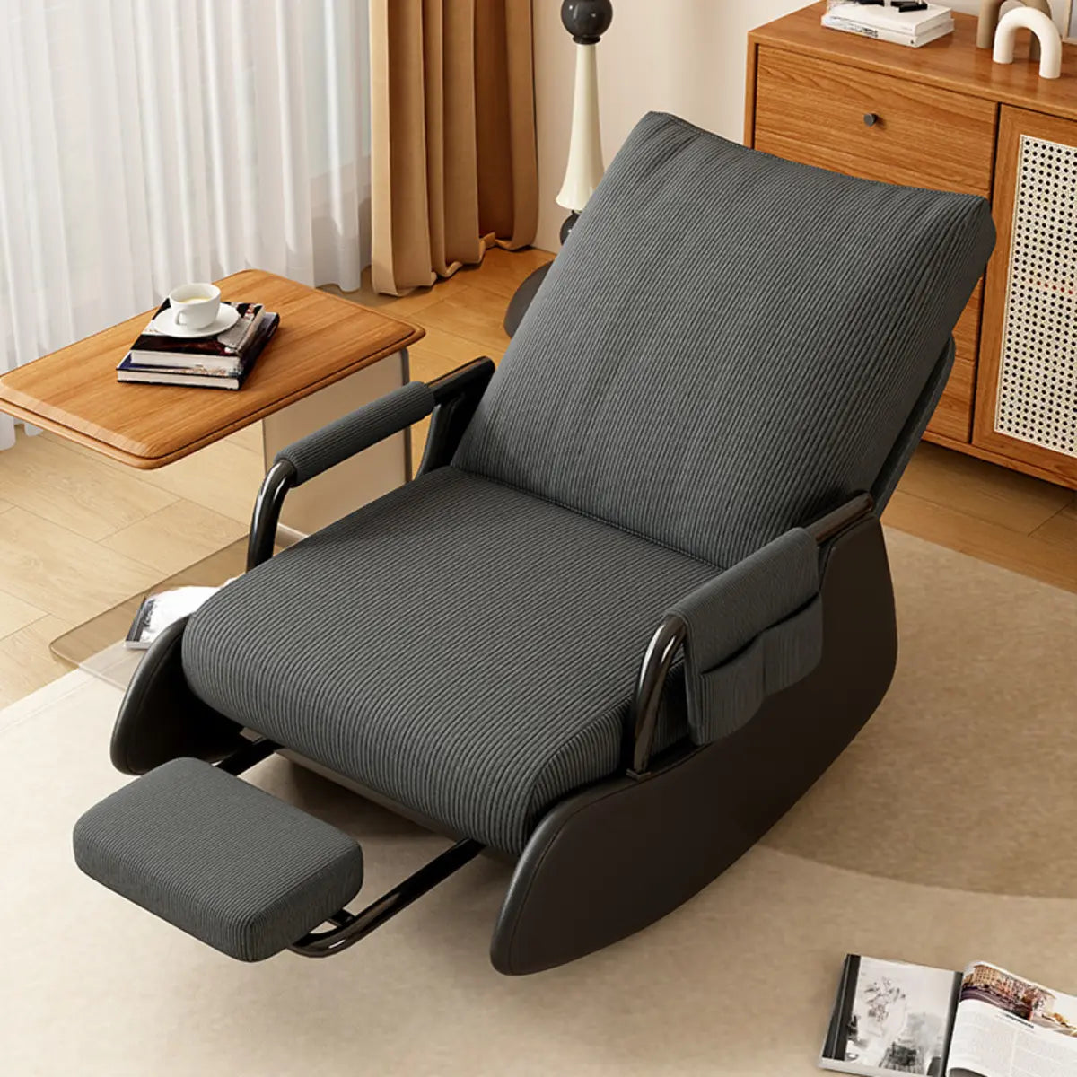 Beige Removable Cushions Small Size Recliner Recliner Image - 15