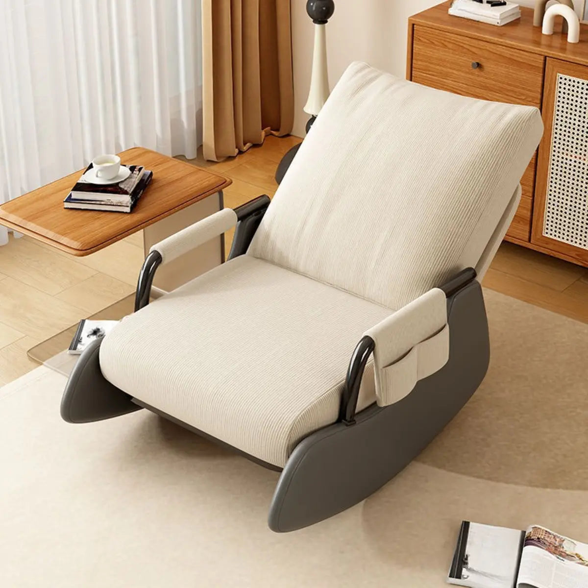 Beige Removable Cushions Small Size Recliner Recliner Image - 7