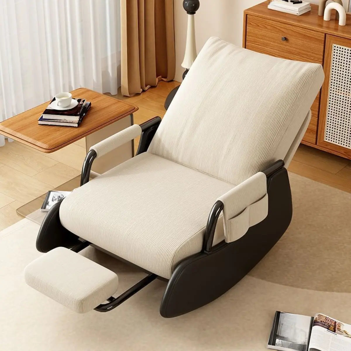 Beige Removable Cushions Small Size Recliner Recliner Image - 8