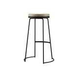 Beige Round Leather Backless Sled Metal Bar Stools Image - 10