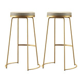 Beige Round Leather Backless Sled Metal Bar Stools Image - 11