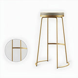 Beige Round Leather Backless Sled Metal Bar Stools Image - 14