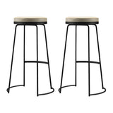 Beige Round Leather Backless Sled Metal Bar Stools Image - 2