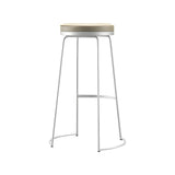 Beige Round Leather Backless Sled Metal Bar Stools Image - 5