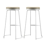 Beige Round Leather Backless Sled Metal Bar Stools Image - 8