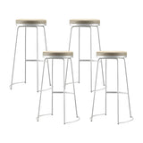 Beige Round Leather Backless Sled Metal Bar Stools Image - 9