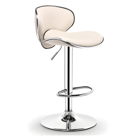 Beige Saddle Leather Adjustable Metal Swivel Bar Stool Image - 1