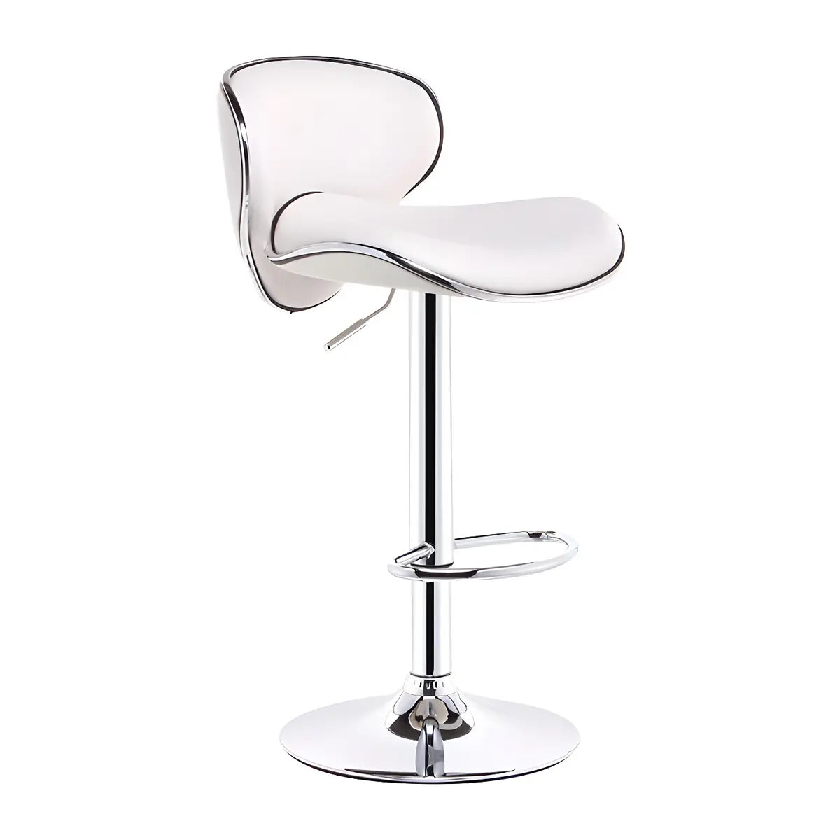 Beige Saddle Leather Adjustable Metal Swivel Bar Stool Image - 10