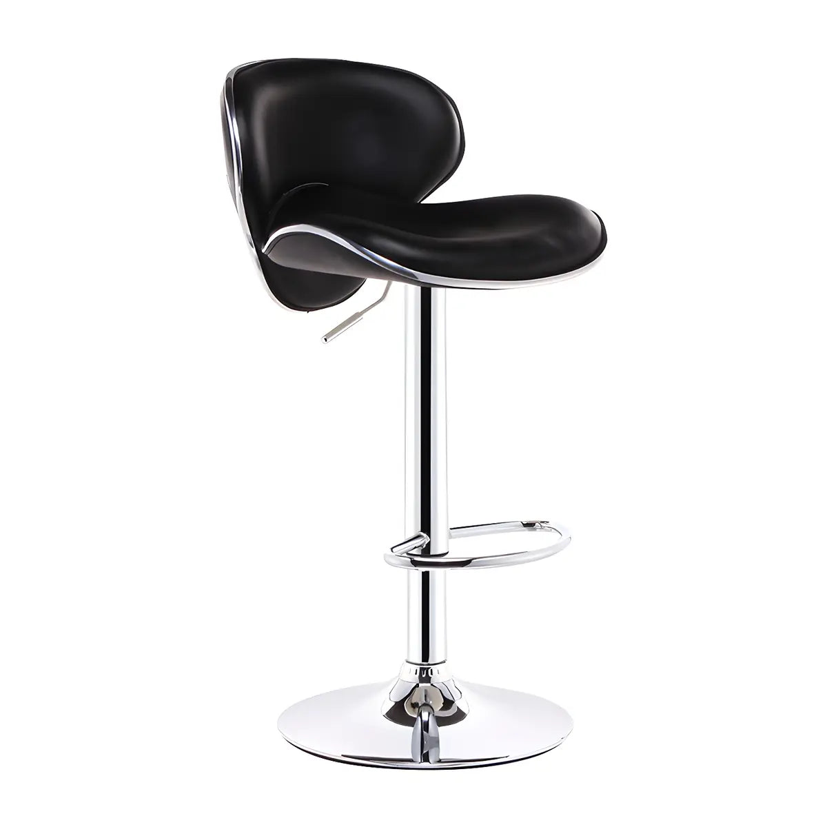 Beige Saddle Leather Adjustable Metal Swivel Bar Stool Image - 19