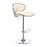 Beige Saddle Leather Adjustable Metal Swivel Bar Stool Image - 2