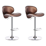 Beige Saddle Leather Adjustable Metal Swivel Bar Stool Image - 25