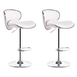 Beige Saddle Leather Adjustable Metal Swivel Bar Stool Image - 26