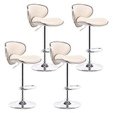 Beige Saddle Leather Adjustable Metal Swivel Bar Stool Image - 33