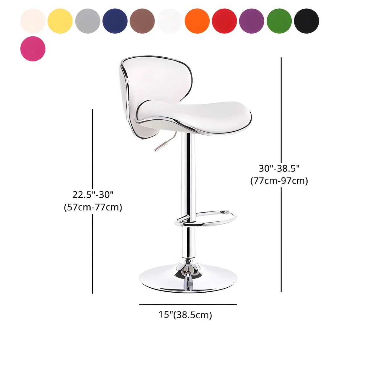 Beige Saddle Leather Adjustable Metal Swivel Bar Stool 