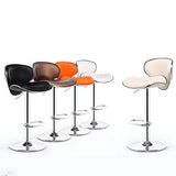 Beige Saddle Leather Adjustable Metal Swivel Bar Stool Image - 6