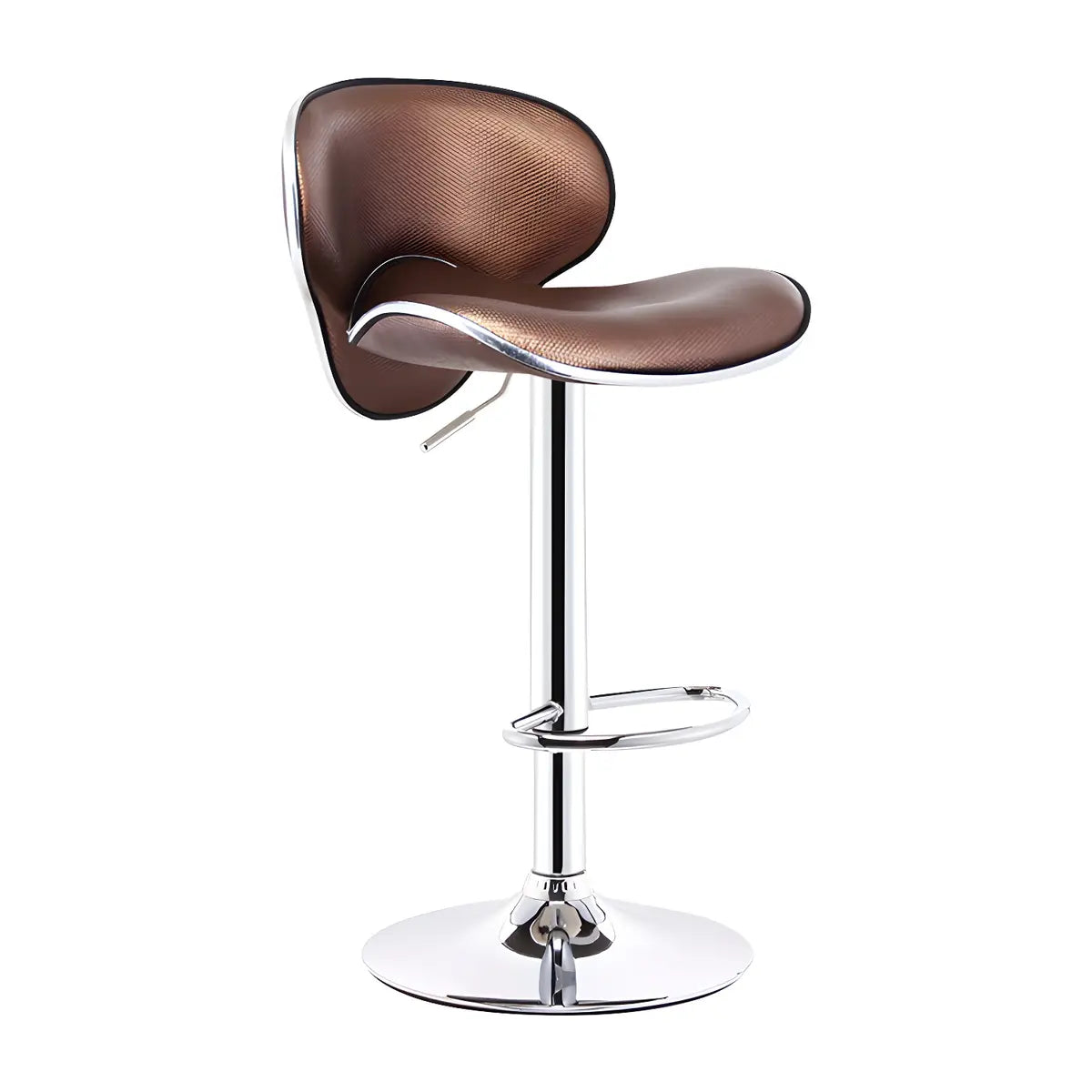 Beige Saddle Leather Adjustable Metal Swivel Bar Stool Image - 9