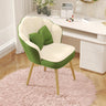 Beige Scalloped Upholstered Velvet Armrest Dining Chair Image - 14