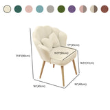 Beige Scalloped Upholstered Velvet Armrest Dining Chair #size