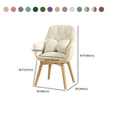 Beige Scalloped Upholstered Velvet Armrest Dining Chair Image - 35