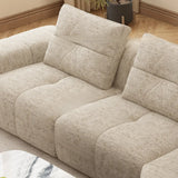 Beige Scratch Resistant Chenille L-Shape Sofa Chaise Image - 10