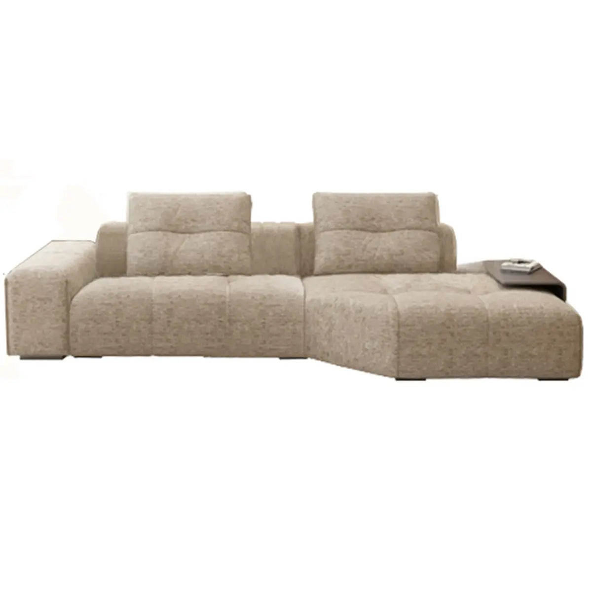 Beige Scratch Resistant Chenille L-Shape Sofa Chaise Image - 11