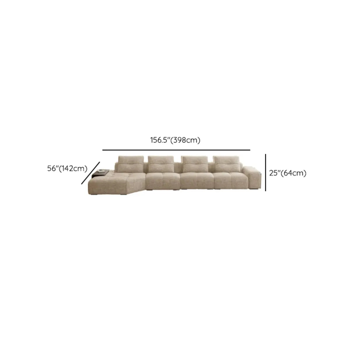 Beige Scratch Resistant Chenille L-Shape Sofa Chaise Image - 21