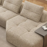 Beige Scratch Resistant Chenille L-Shape Sofa Chaise Image - 8