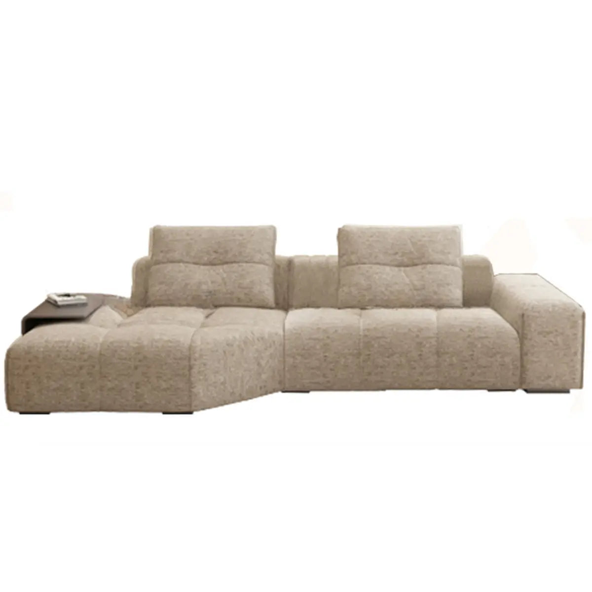 Beige Scratch Resistant Chenille L-Shape Sofa Chaise Image - 9