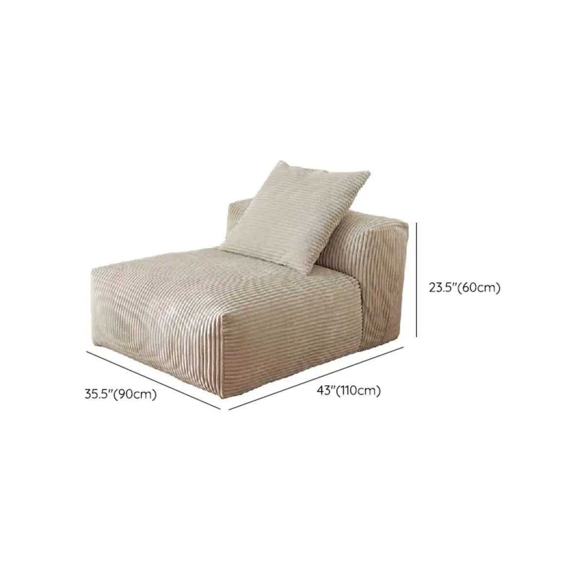 Beige Scratch Resistant Corduroy Tight Back Chaise Image - 26