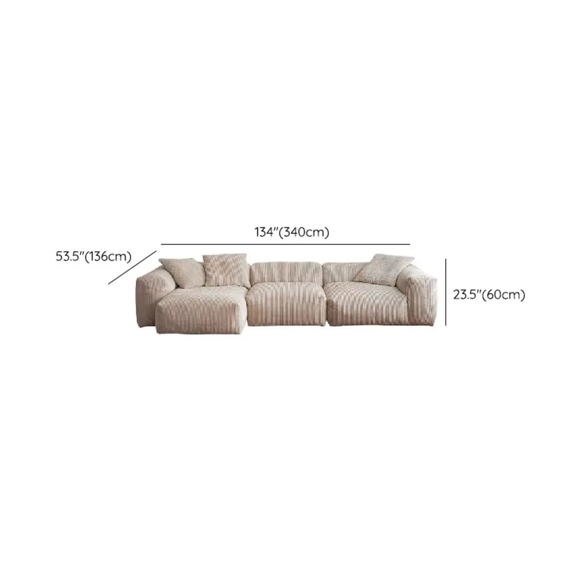 Beige Scratch Resistant Corduroy Tight Back Chaise Image - 29