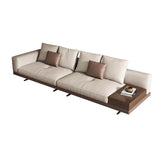 Beige Scratch Resistant Leather Pillow Back Sofa Image - 5