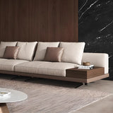 Beige Scratch Resistant Leather Pillow Back Sofa Image - 6