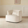 Beige Scratch Resistant Sherpa Recessed Arm Barrel Chair Image - 2