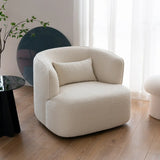 Beige Scratch Resistant Sherpa Recessed Arm Barrel Chair Image - 4