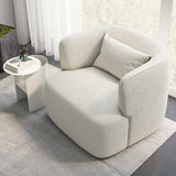 Beige Scratch Resistant Sherpa Recessed Arm Barrel Chair Image - 8