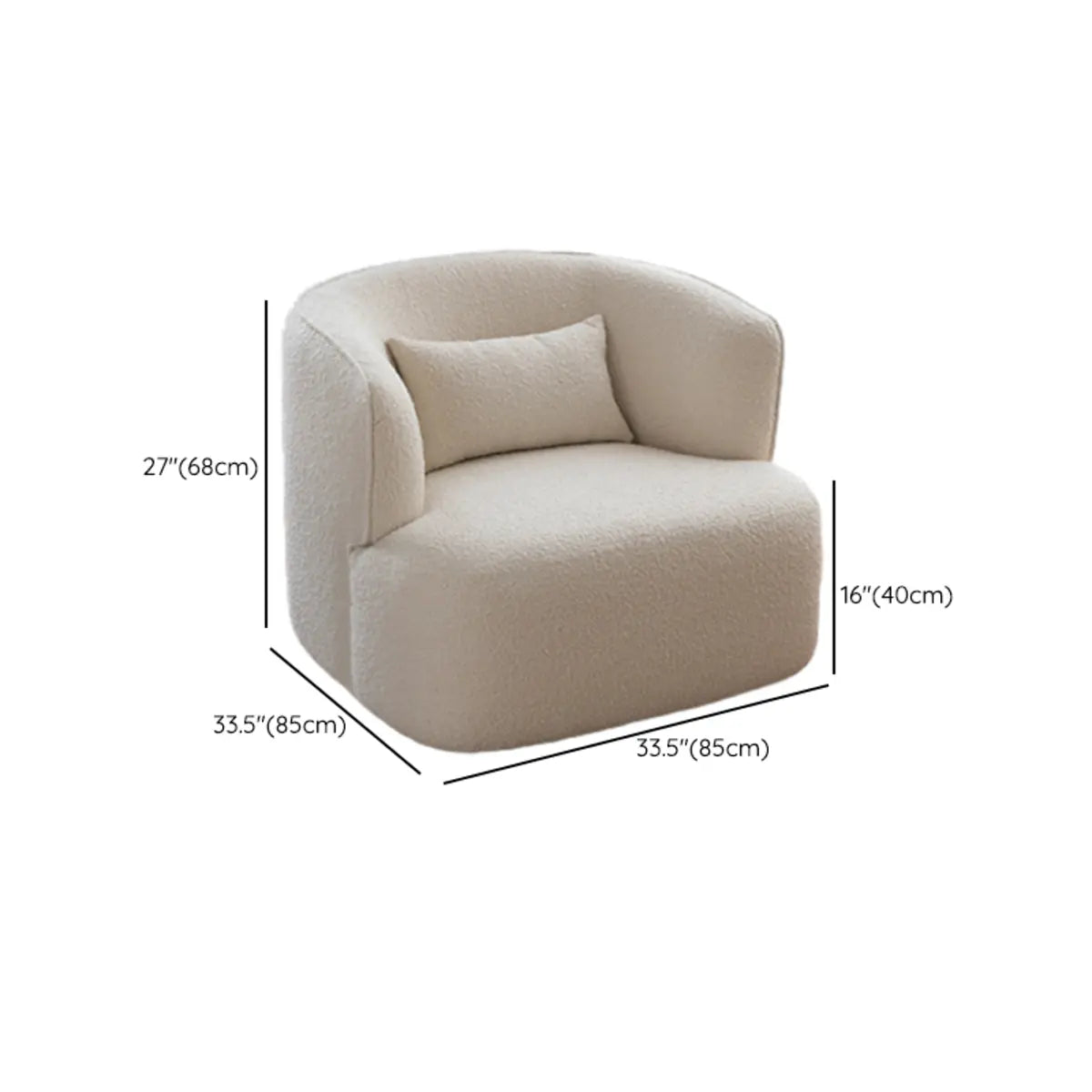 Beige Scratch Resistant Sherpa Recessed Arm Barrel Chair 