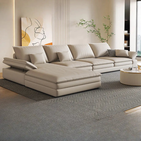 Beige Scratch Resistant Tech Cloth L-Shape Sectional Image - 1