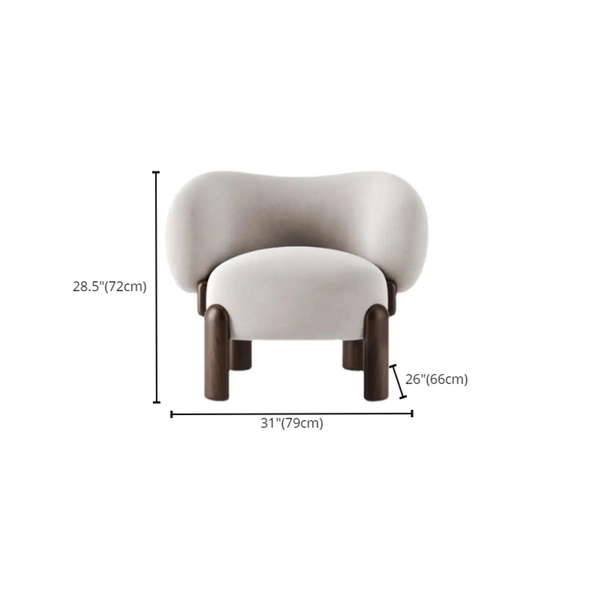 Beige Sherpa Curved Back Sloped Arms Accent Chair 