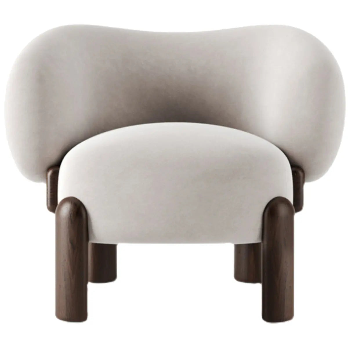 Beige Sherpa Curved Back Sloped Arms Accent Chair Image - 2