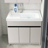 Beige Sink Stone Bathroom Vanity with Basin and Shelves Image - 5