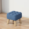 Beige Square Cotton Blend Footstool Wood Small Ottoman Image - 13