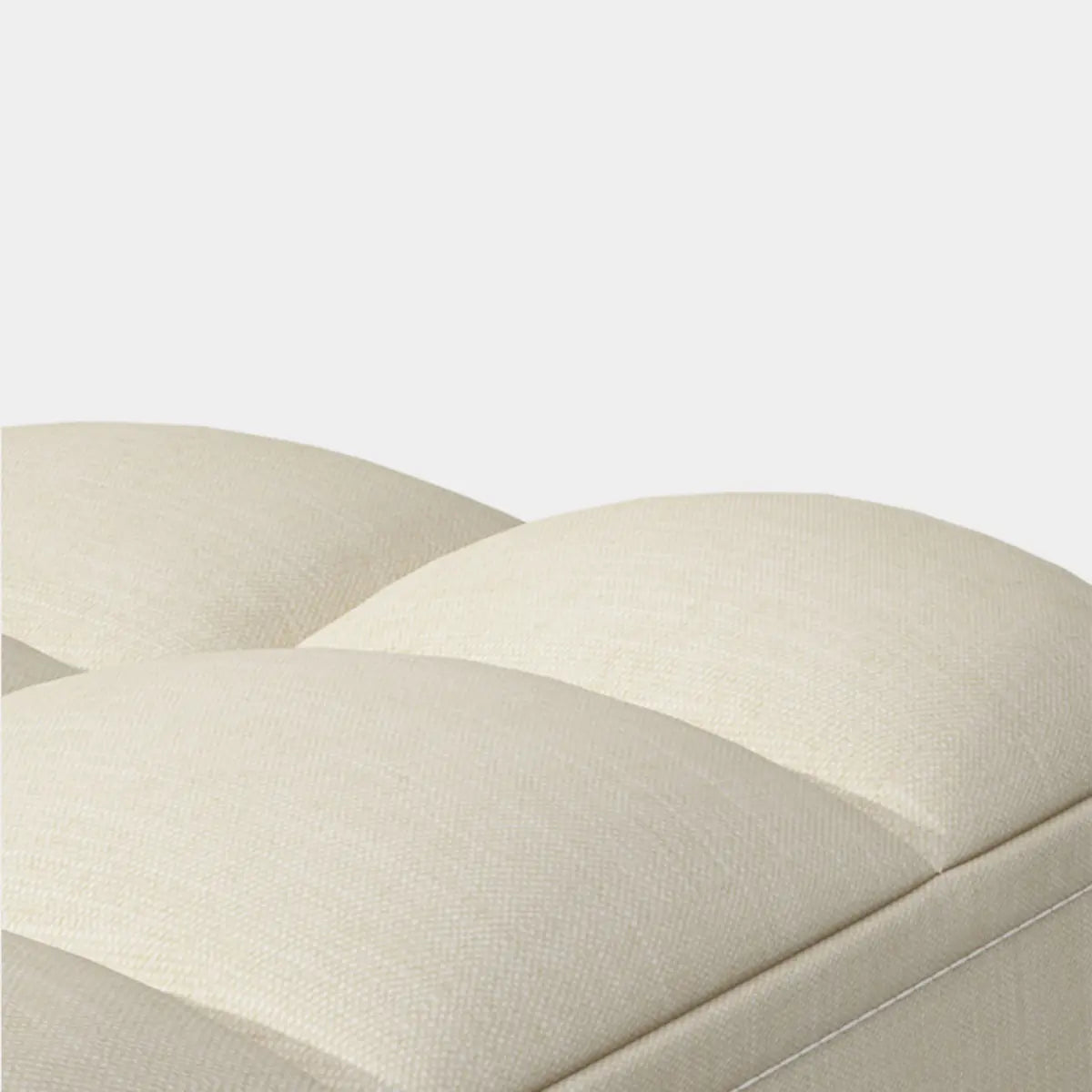 Beige Square Cotton Blend Footstool Wood Small Ottoman Image - 14